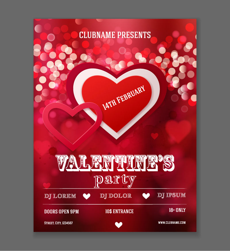 Hermosa material de cartel del vector del partido rojo del amor