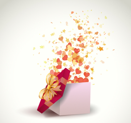 Volar colorido regalo de material de vectores amor
