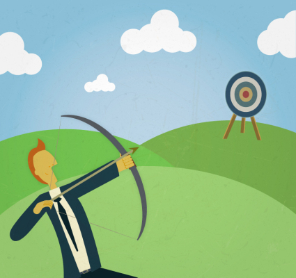 Ilustrador material vector hombre de negocios creativo de Tiro con Arco
