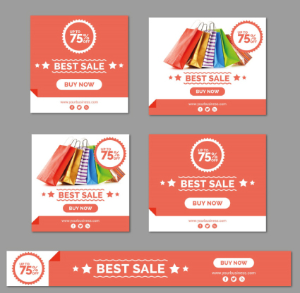 Material de tarjetas de descuento vector 5 moda