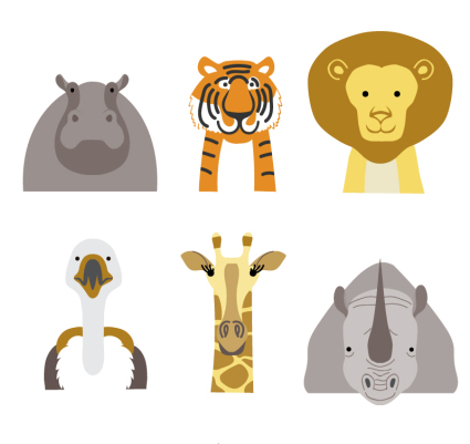 6 de dibujos animados material de cuadro animal vector