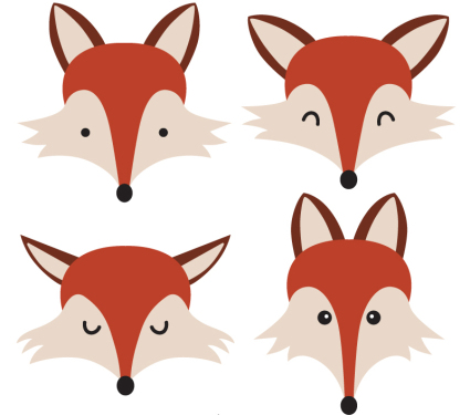 4 de dibujos animados material de la cabeza de zorro vector