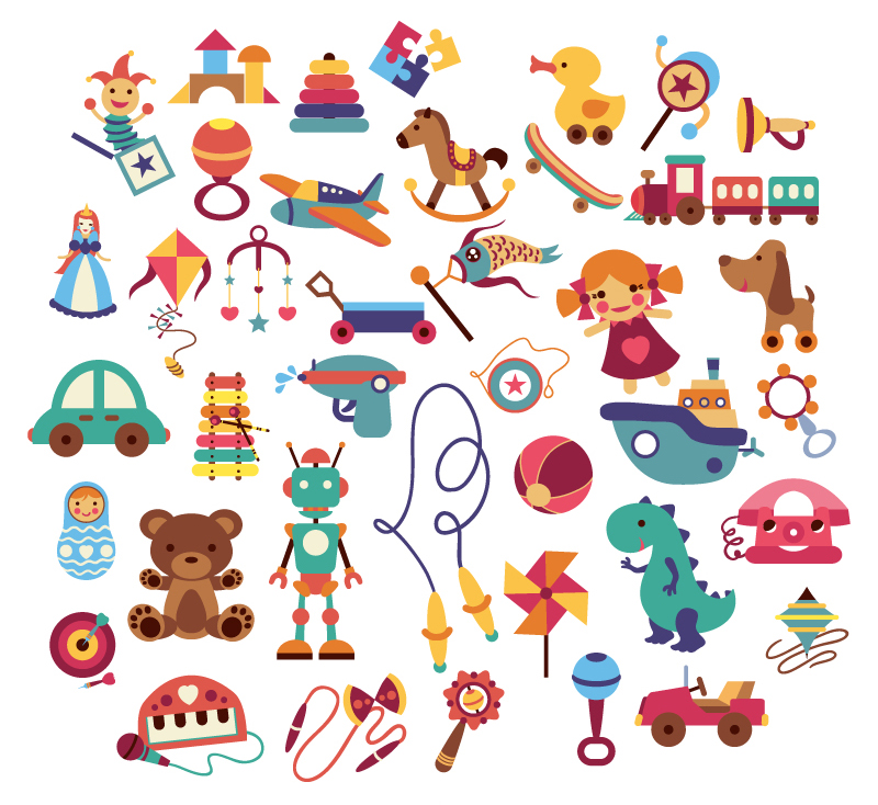 41 modelos de juguetes de dibujos animados material de diseño vectorial