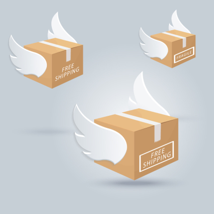 3 cajas de cart車n con material de vector de las alas