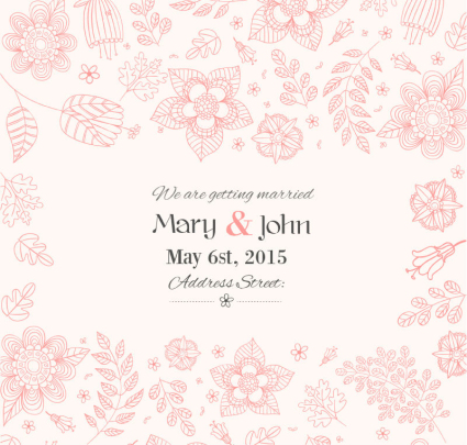Floral material de cartel vector invitaci¨®n de la boda pintado a mano