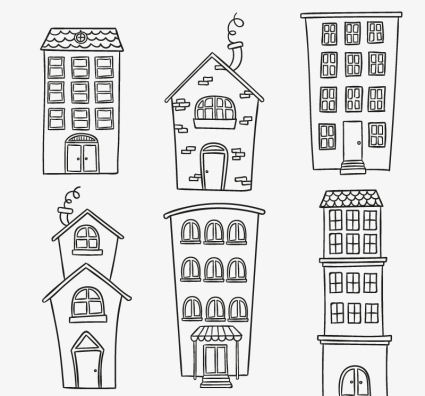 Material de diseño Vector del edificio 6 de la historieta