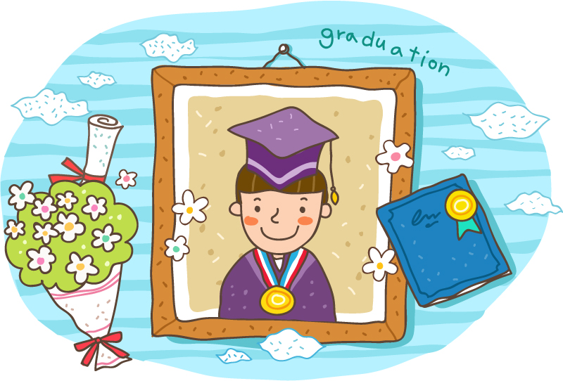 Muchachos graduaci車n material fotogr芍fico vector de la historieta