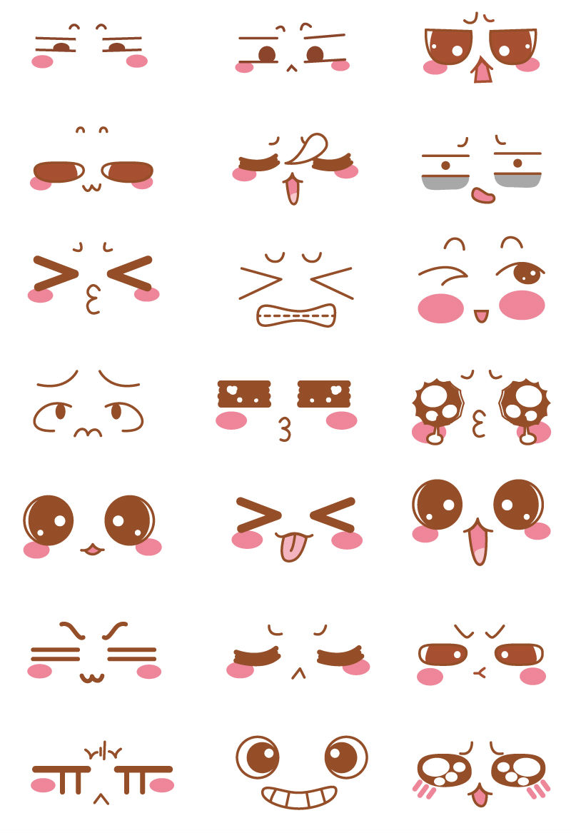 21 de material vector de expresi車n de dibujos animados adorable
