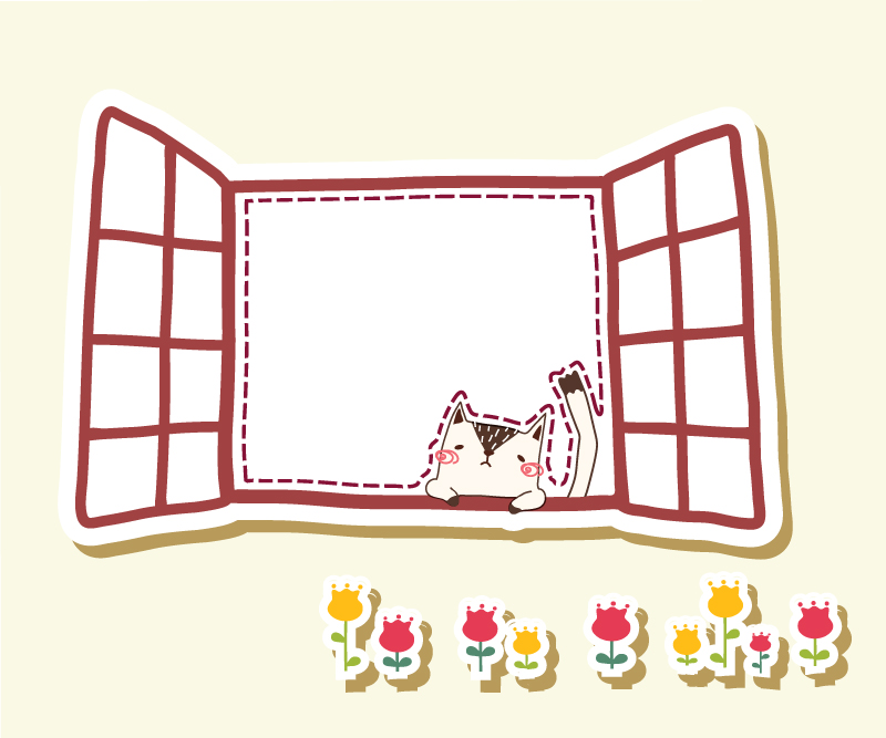 Mira por la ventana del material de vectores gato
