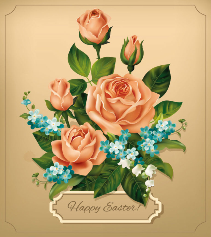 Hermoso ramo de rosas vector de material