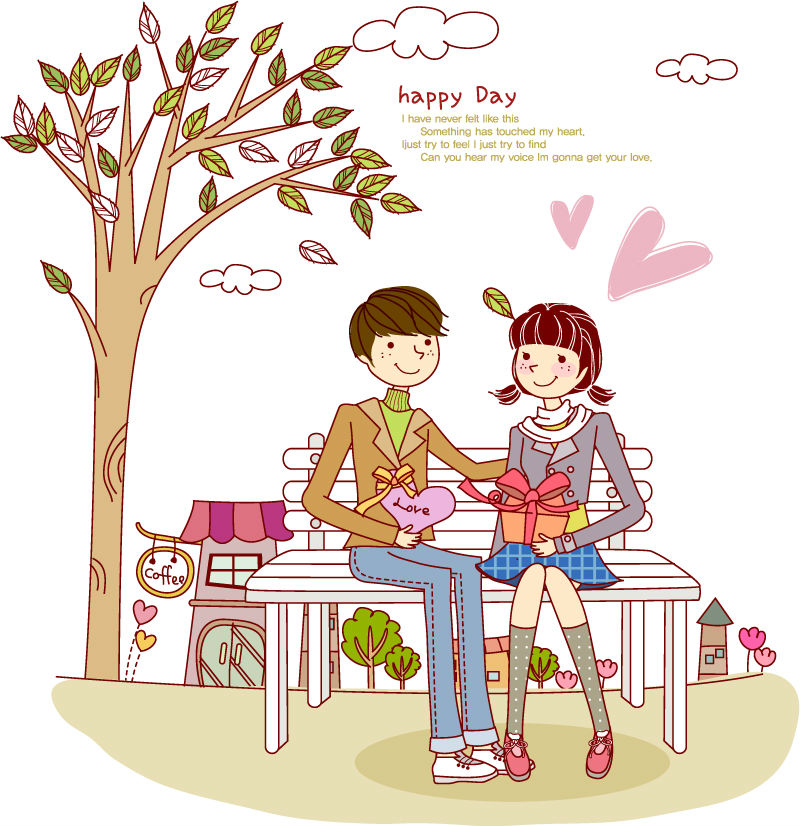 Cartoon cada pareja vector material otros regalos
