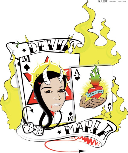 Devil Evil vector material poker llama