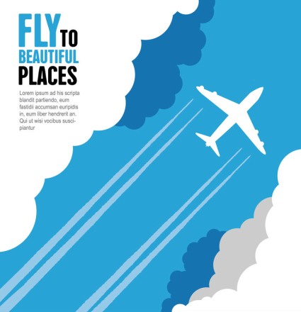 Aviones a trav¨¦s del material nubes vector
