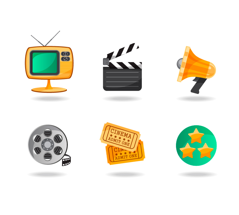 6 fabulosos movie icon elementos materiales vector
