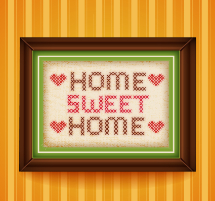 Sweet Home de punto de cruz material de pintura de vectores