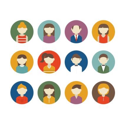 12 retratos circulares materiales de diseño vectorial