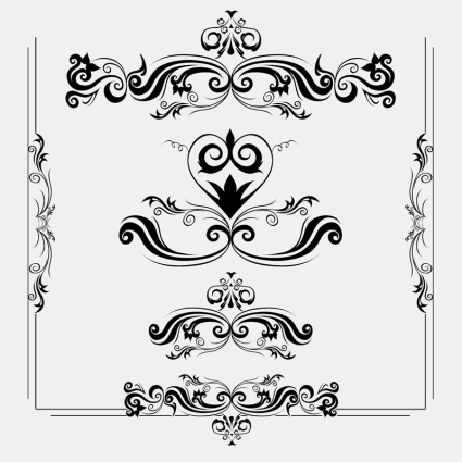 6 patr車n de encaje negro y vector de material diseño