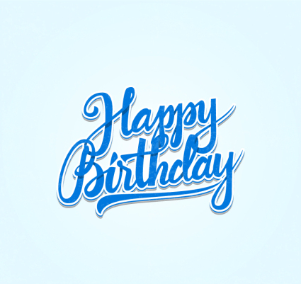 Vector de material azul del feliz cumpleaños arte de la palabra