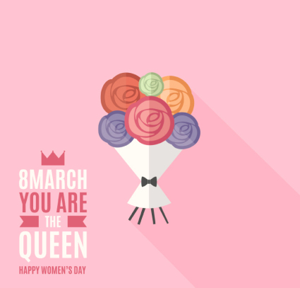 Day tarjetas de felicitaci車n vector ramos de material de las mujeres creativas