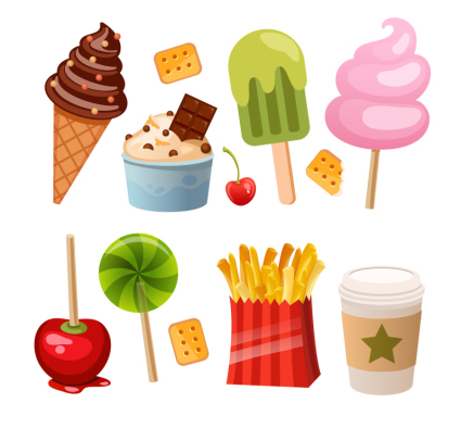 12 deliciosos aperitivos material de diseño vectorial