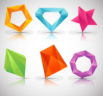 6 color del material de diseño vectorial de tres dimensiones logo
