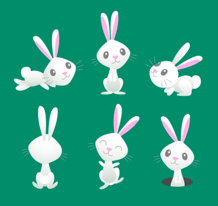 Material de diseño vectorial 6 conejito blanco