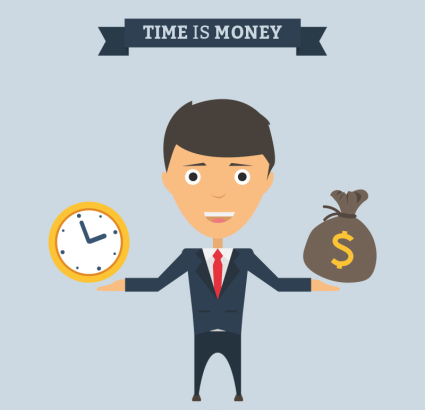 El tiempo es dinero vector material ilustrador