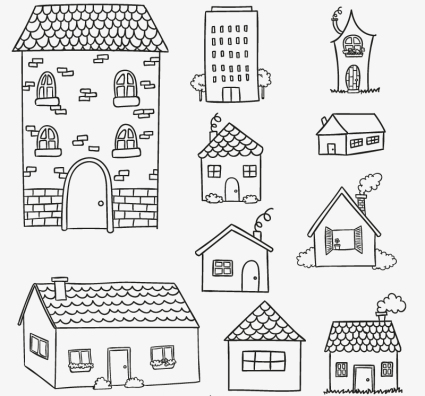 10 modelos de casas pintadas vector material