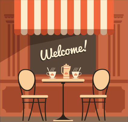 Material exterior creativo vector cafe ilustrador