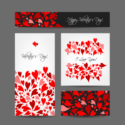 4 colorido tarjeta de amor vector de material rojo