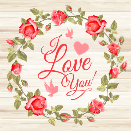 Hermoso rosas rojas vector material del anillo