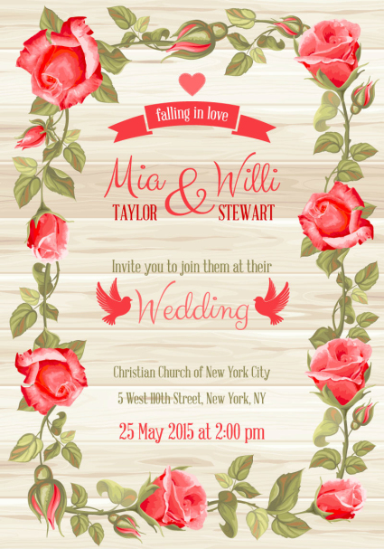 Rosas rojas boda de la frontera material de la tarjeta de invitaci¨®n de vectores
