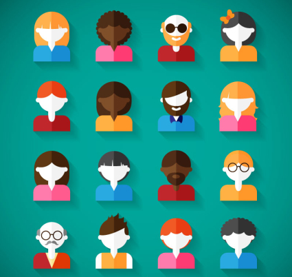 16 del diseño del vector del personaje plano