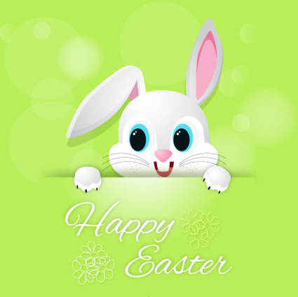 Material de vector de la tarjeta de felicitaci¨®n linda de Pascua del conejito