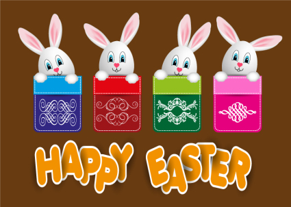Lindo Pascua pegatinas de tarjetas de felicitaci車n del conejito del vector