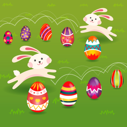 Conejo de dibujos animados y los huevos vector material