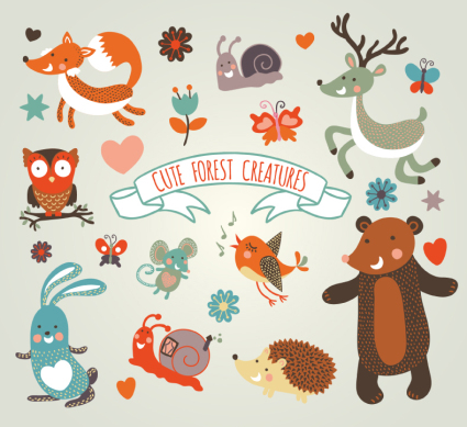 10 modelos de material de vectores animales del bosque lindo