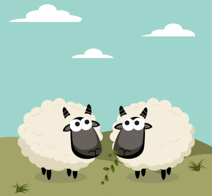 Material de diseño vectorial de dibujos animados ovejas Negro-hecho frente