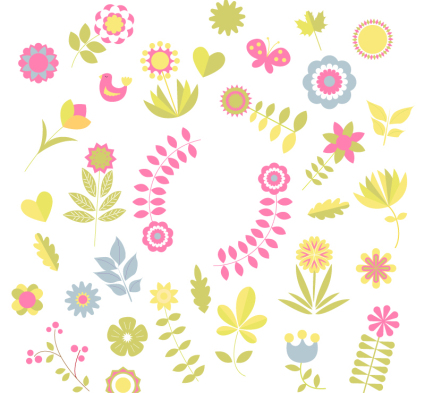 Coloridas flores de color vector de material