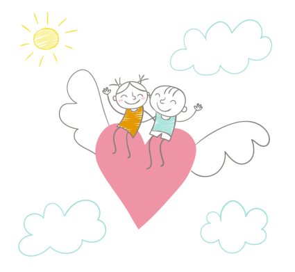 Pareja amor vector de material pintado en