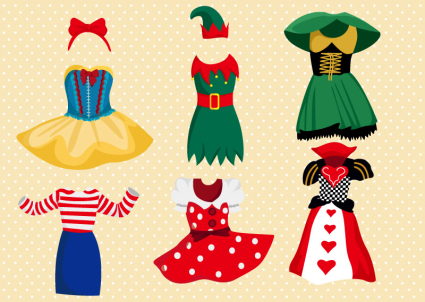 6 de dibujos animados material de diseño de ropa vector