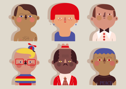 6 elegantes retratos de material de vectores