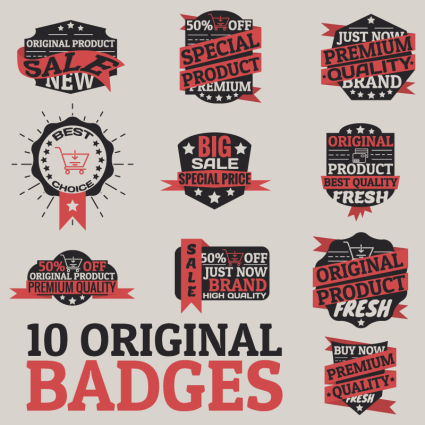 10 etiqueta retro vector de material Promoci車n