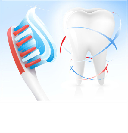 Material dental y cepillo de dientes de diseño vectorial