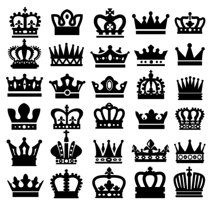 30, un material icono del vector de la corona negro