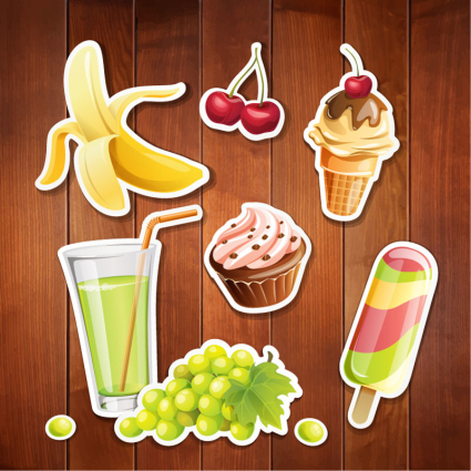7 de deliciosos material de vectores de etiquetas de alimentos