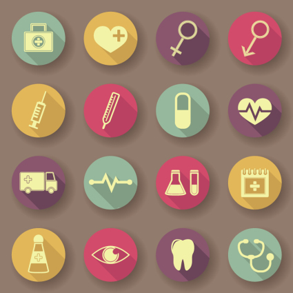 16 de la m¨¦dica del icono del vector plana