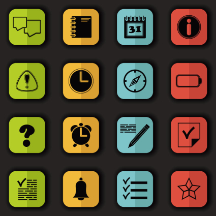 16 del material icono del vector de la oficina plana