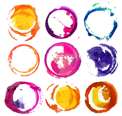 9 Acuarela material de diseño del anillo vectorial