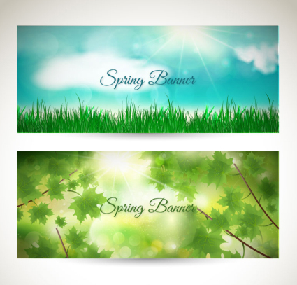2 Primavera Naturaleza material vector de la bandera